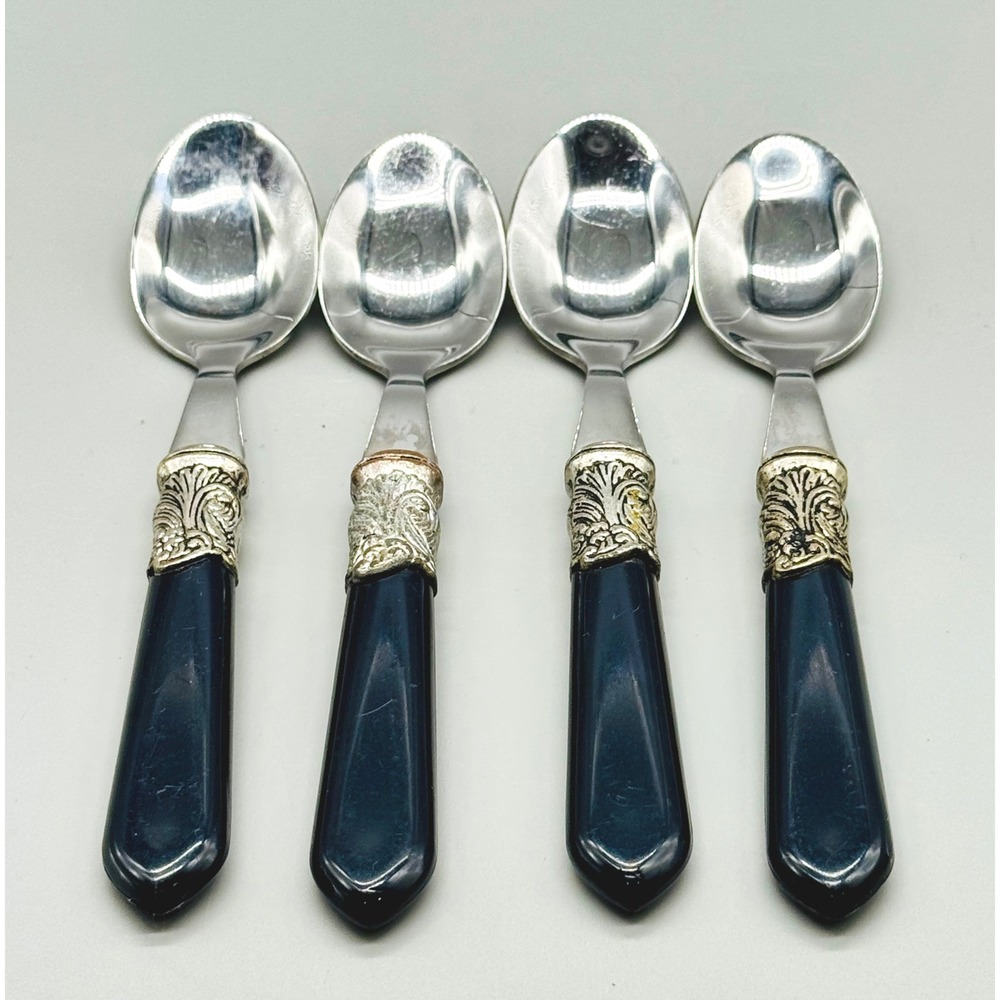 Versailles EME Inox Italy 18/10 Stainless Black Teaspoons Set of 4 - Picture 1 of 5